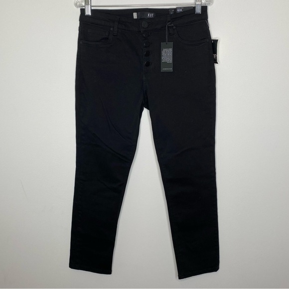 Kut From the Kloth Reese Black Button Fly High Rise Ankle Straight Leg Jeans - Picture 1 of 10